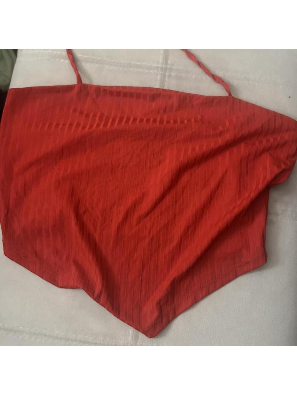 Love J Red halter neck crop top with tie back detail. Size: L